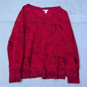 Athleta Red Patterned V-Neck Sweater